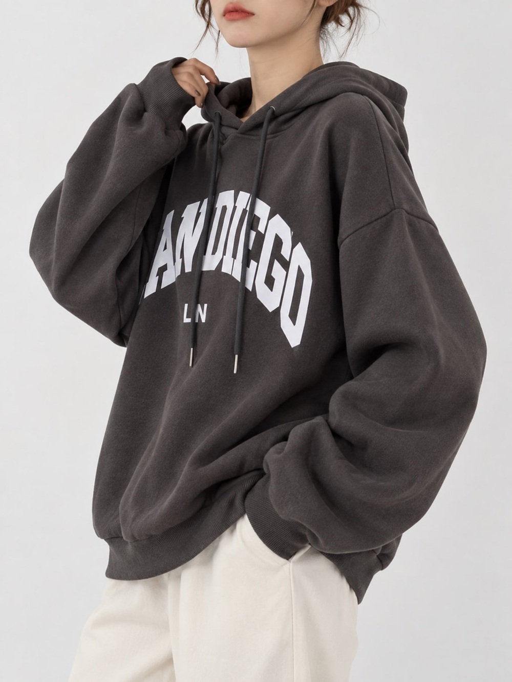Letter Graphic Long Sleeve Hoodie - Picture 15 of 16